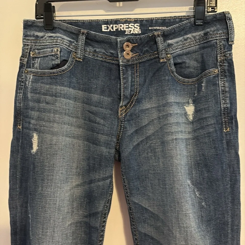 Express Mid Rise Distressed Boyfriend Jeans 6